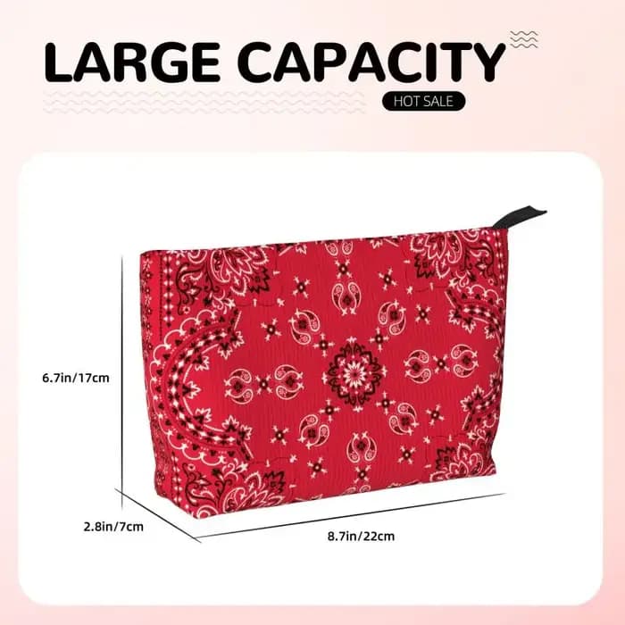 Trousse de toilette ethnique personnalisée bohème rouge Paisley Bandana pour femmes