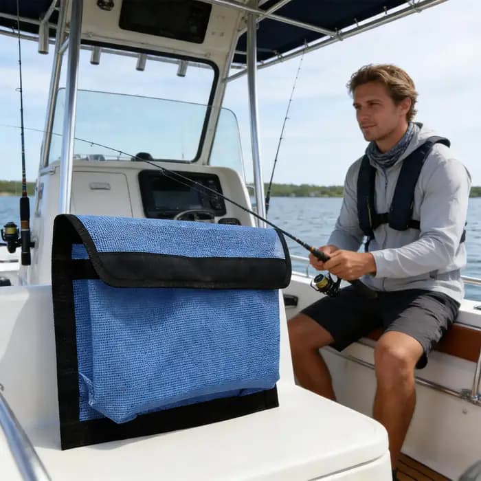 Sac de rangement marin auto-adhésif avec fermeture auto-agrippante