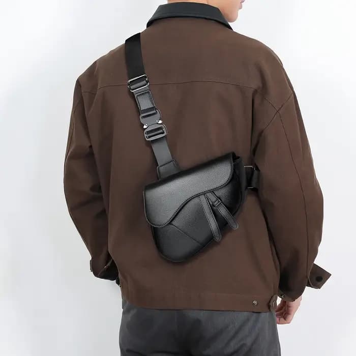 Sacs à bandoulière en cuir PU de couleur unie pour hommes