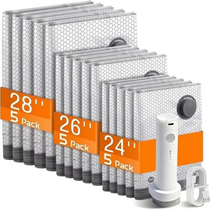Lot de 15 sacs de rangement sous vide de voyage avec pompe électrique, sacs de compression pour écon