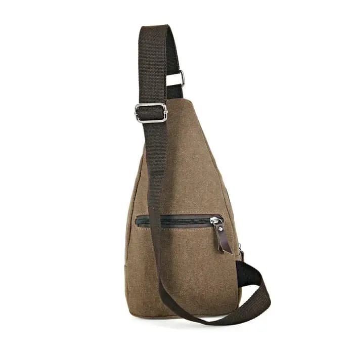 Nouveau Sac à Bandoulière Multifonctionnel en Toile et Cuir Style Vintage pour Homme 2026 – Petit Sac de Poitrine/Épaule pour Activités de Plein Air