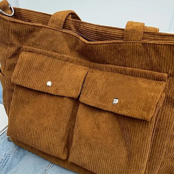 Sac fourre-tout en velours côtelé de grande capacité pour femmes