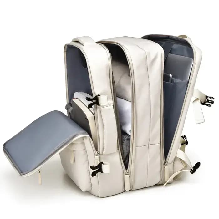 Sac à dos de voyage pour cabine d'avion, extensible, portable, bagage à main, 15,6 pouces, grande capacité, imperméable, s'ouvre comme une valise