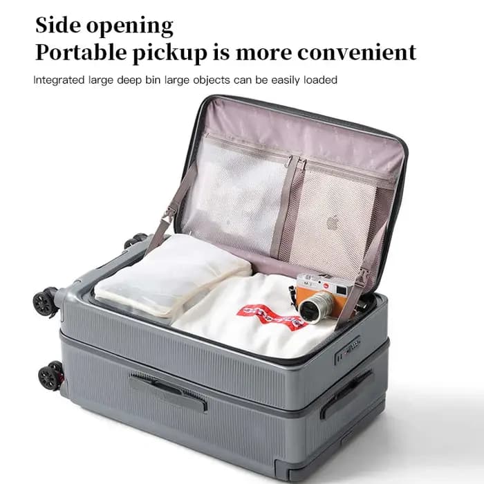 205. Bagage à ouverture frontale. Valise roulante anti-chute de 26 pouces
