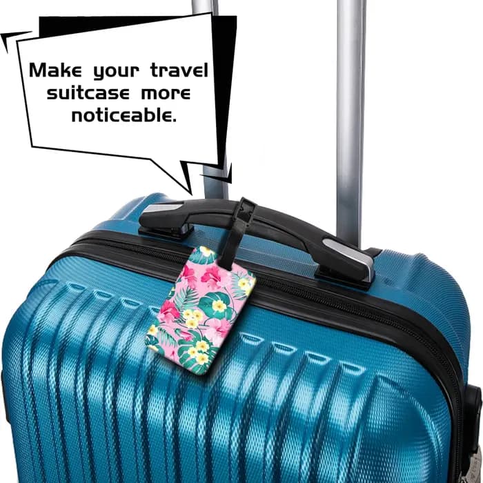 Étiquette de bagage motif fleurs et plantes