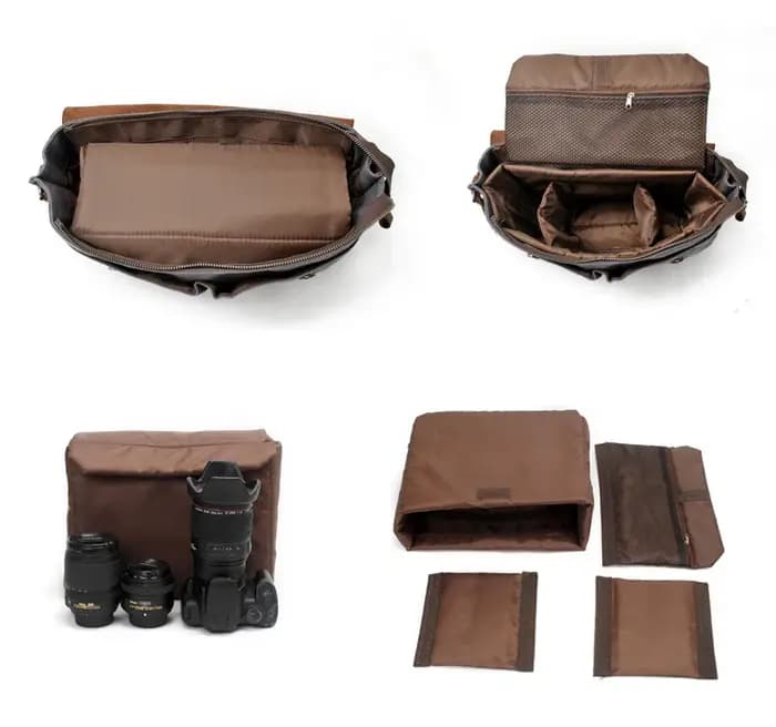 Roadfisher Vintage décontracté toile cuir photographie appareil photo messager sac à bandoulière insérer étui pour Canon Nikon Sony Fuji Leica