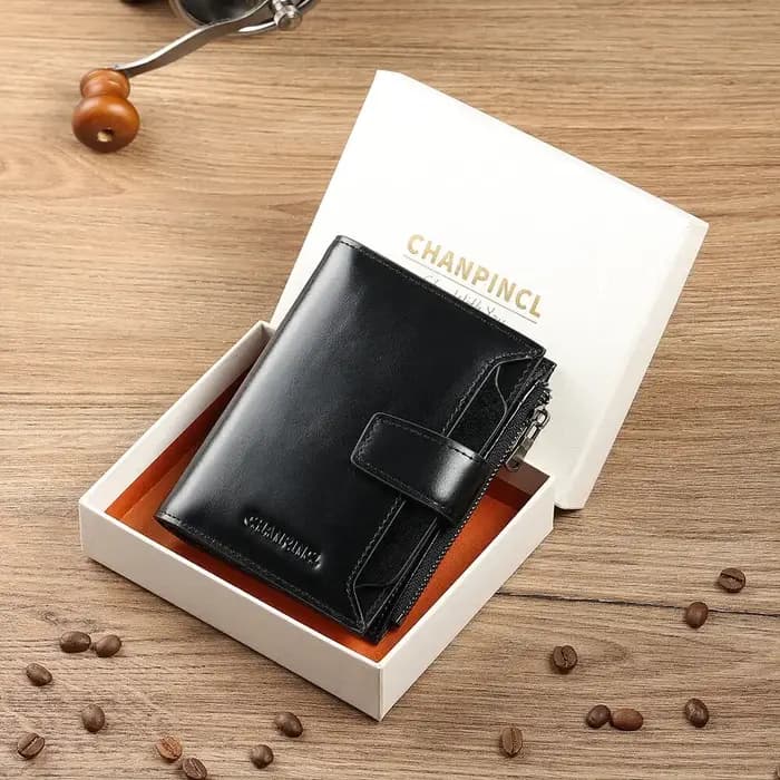 Portefeuille court pour homme CHANPINCL en cuir de vachette italien véritable de première qualité –