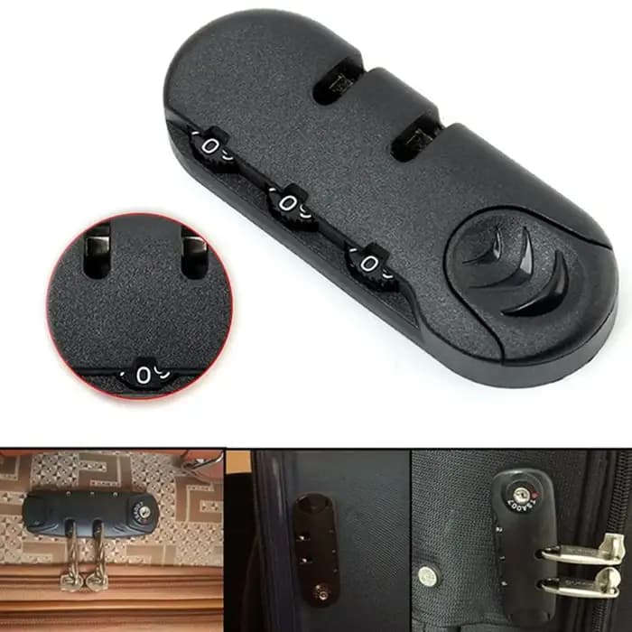 Serrure à Code à 3 Chiffres pour Bagages et Valise, Accessoire de Sécurité Noir, Anti-Vol, avec Nervures, JOBag
