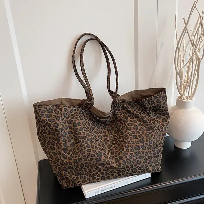 Sac fourre-tout imprimé léopard à la mode pour femmes, sac à bandoulière de loisirs et de déplacemen