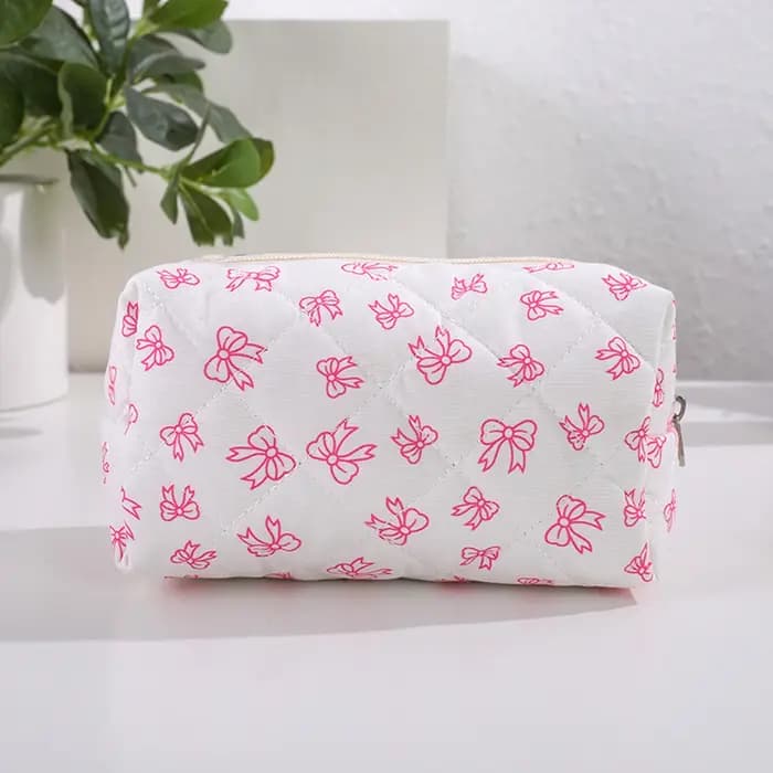 Magnifique trousse de maquillage à imprimé nœud papillon, design élégant, sac de rangement pour voyage en extérieur, trousse de toilette portable mignonne et grande capacité