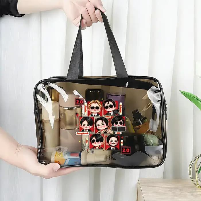 Sac de toilette portable en PVC transparent et imperméable Arirang 2.0 World Tour 2026 – Sac de rangement Kpop