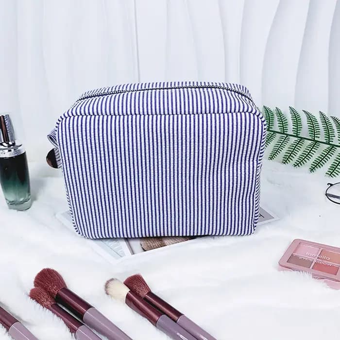 Pochette de maquillage rayée personnalisée