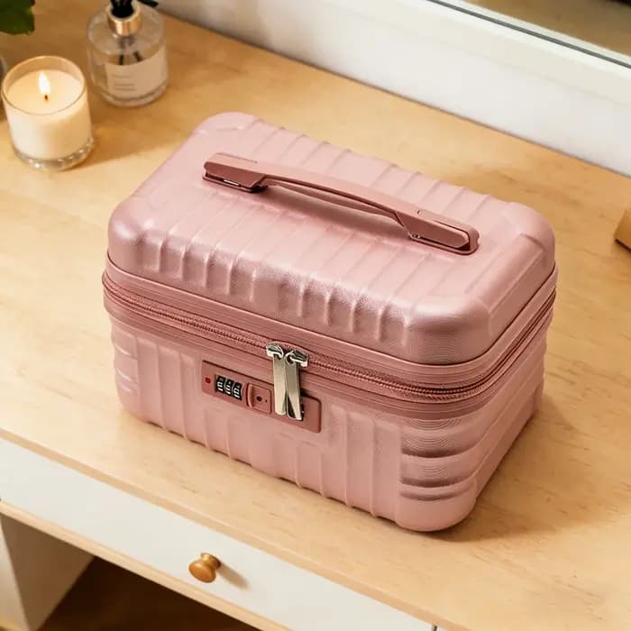 Valise de toilette portable avec serrure à code, poignée intégrée, grande capacité, pour voyages courts, activités de plein air et rangement quotidien