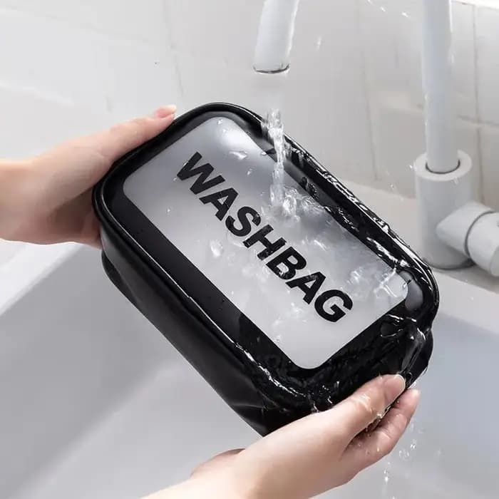 Sac de maquillage et de toilette trois pièces Transparent en Pu