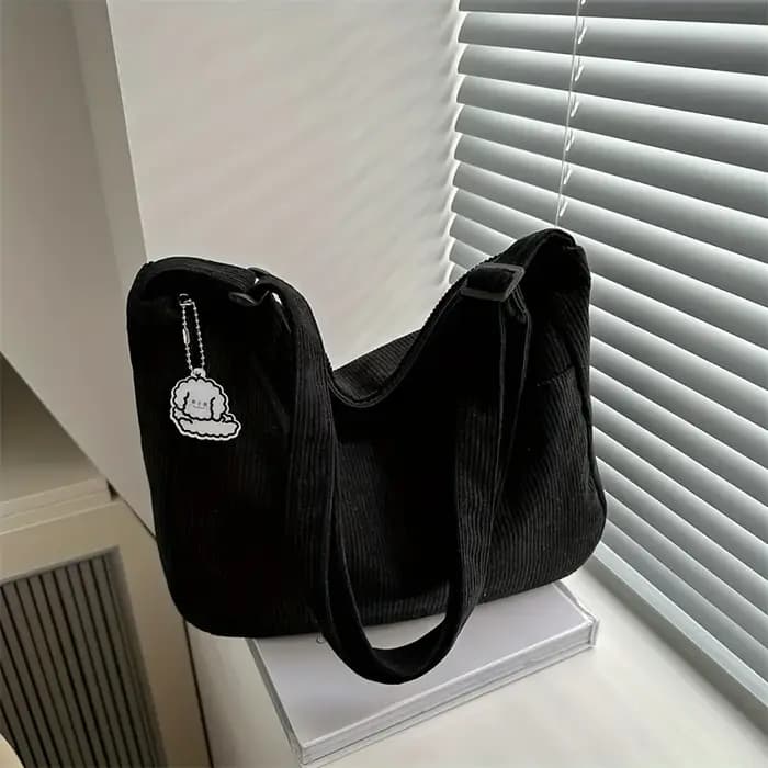 Sac à bandoulière en velours côtelé pour femme