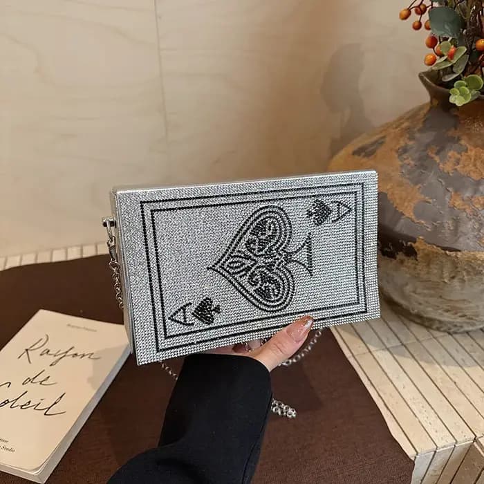 Designer Poker carte à jouer reine femmes cristal sac de soirée strass pochette fête Cocktail sac à main et sac