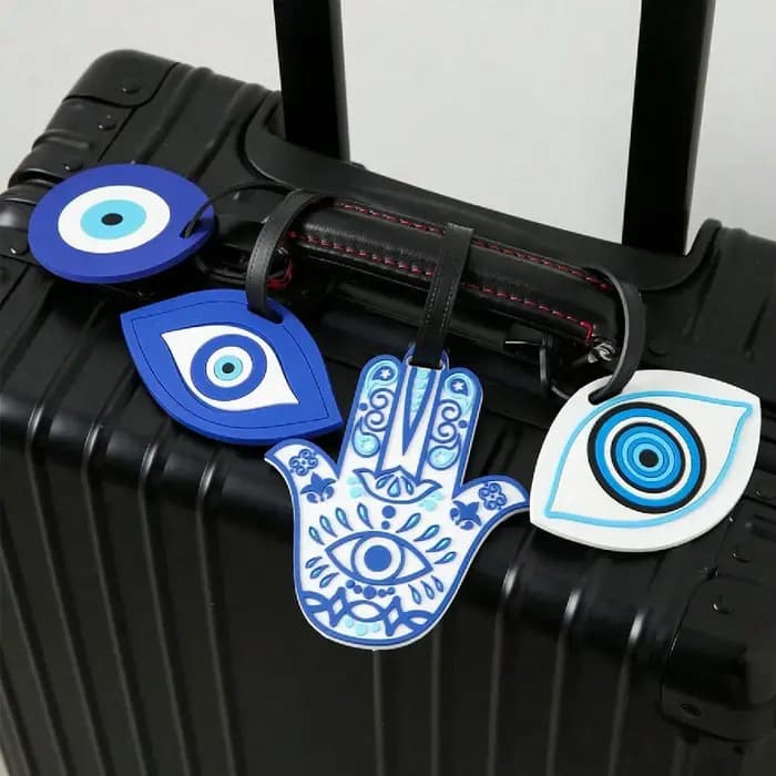 Étiquette de bagage créative à motif d'oeil de main de Fatima