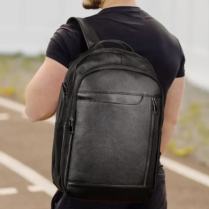 Sac à dos en cuir véritable pour homme