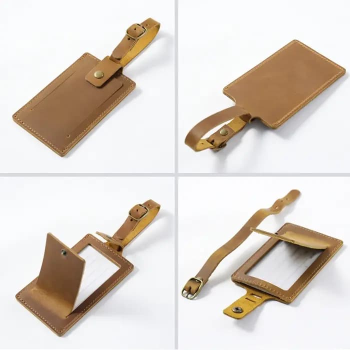 Étiquette de bagage en cuir avec lettre personnalisée-étiquette de voyage en peau de vache de couche supérieure
