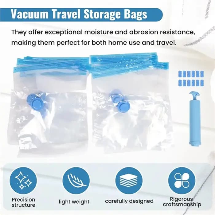 Sacs sous vide pour vêtements, sacs sous vide de voyage 30 x 40 cm pour vêtements, sacs de rangement réutilisables avec pompe-A57M