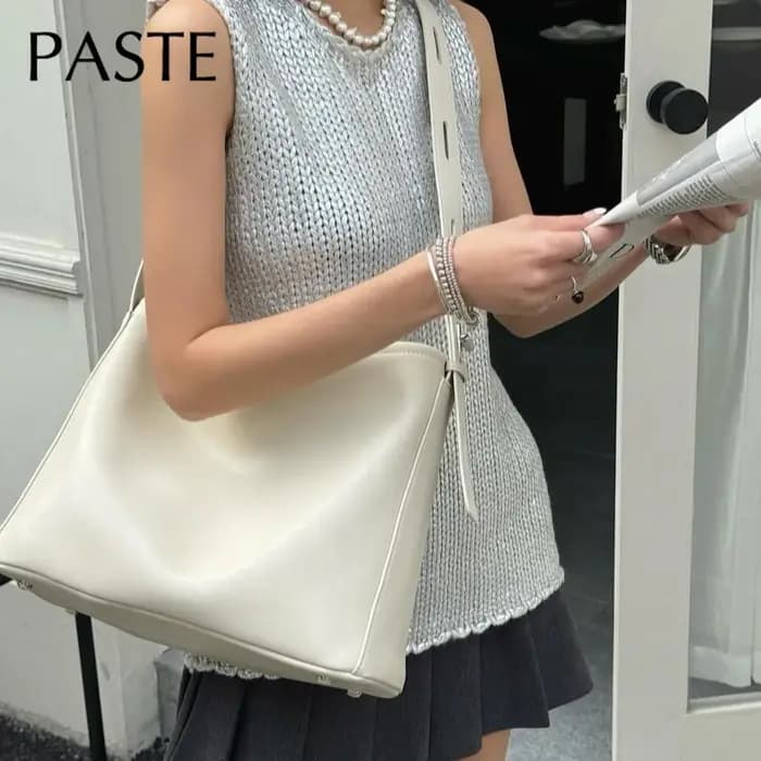Poignée réglable seau fourre-tout grande capacité brillant Kakhi couleur Beige cireux cuir de vache femmes sac à bandoulière grand sac à main de banlieue