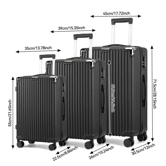 Ensemble de valises Anajqaqia 3 pièces, valise en ABS avec roulettes 360° ° Roues pivotantes et po