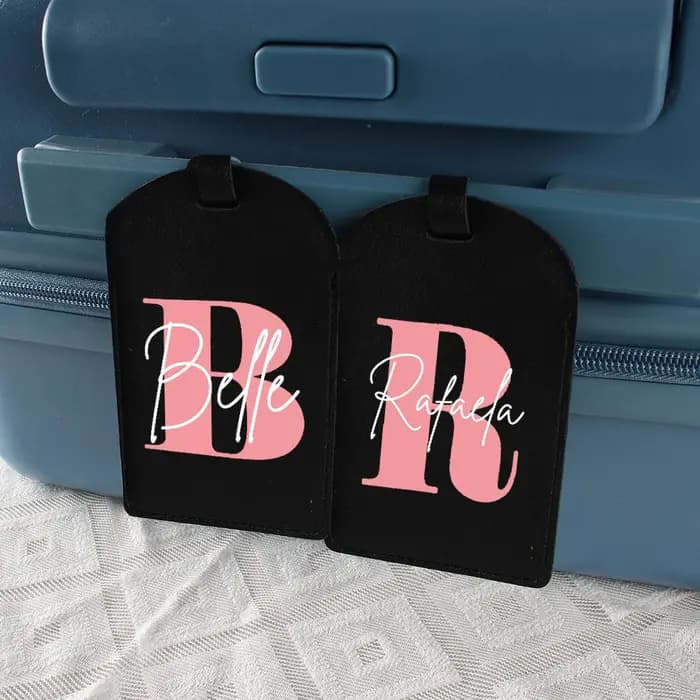 Étiquette de bagage monogrammée pour valise