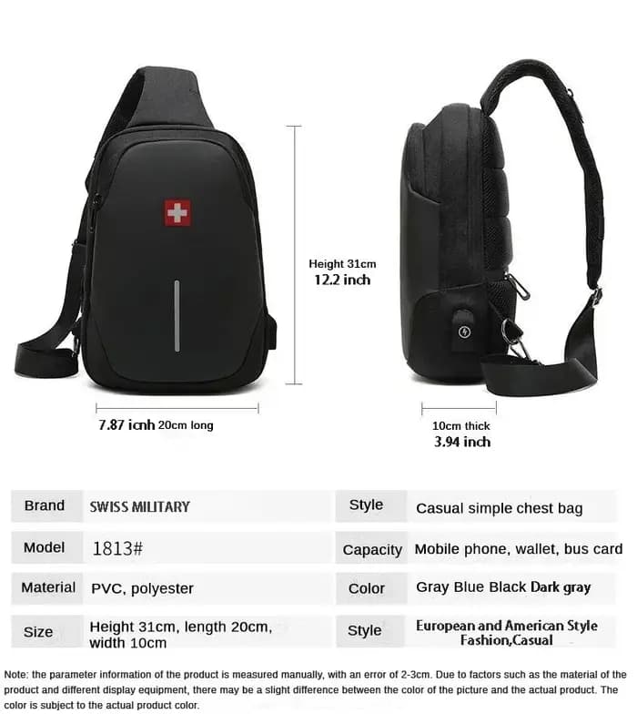 SWISS nouveau sac de poitrine décontracté pour hommes sport sac à bandoulière étanche sac