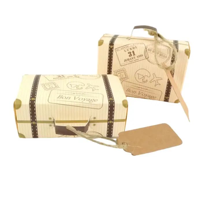 10/20/50pcs Mini valise de voyage boîte à bonbons papier Kraft chocolat faveur boîte-cadeau sac d'em