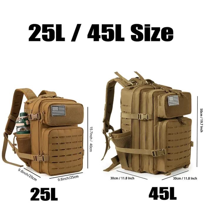 Sac à dos de randonnée 25L / 45L, adapté au camping, à la pêche et aux activités sportives, et idéal