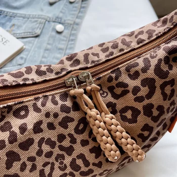 Nouveau sac bandoulière en toile imprimé léopard pour femme