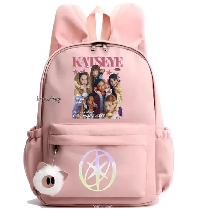 Mochila Hot Katseye drôle impression sac à dos fille garçon enfants sac à dos décontracté sacs d'école voyage oreilles