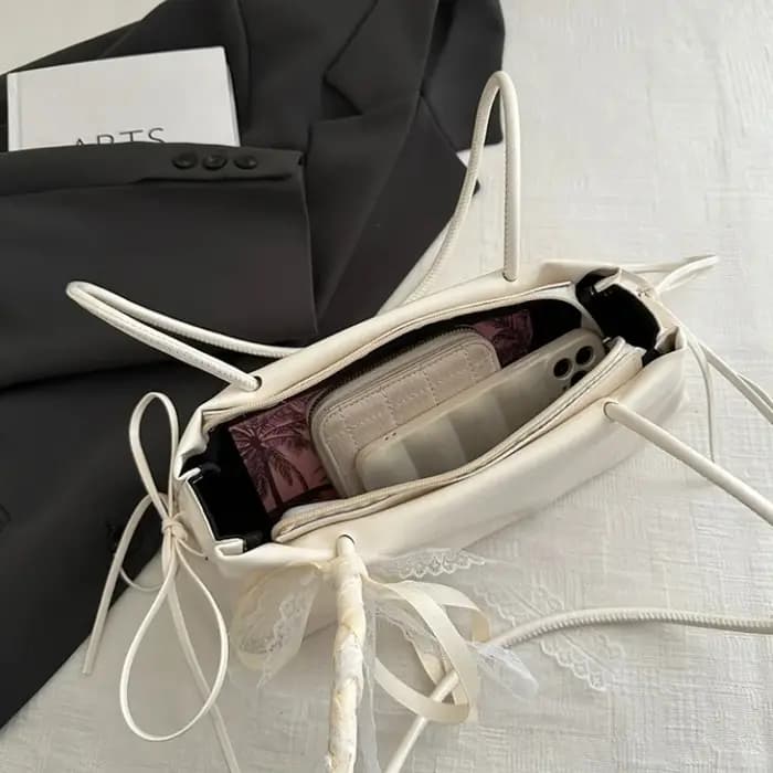 Sac carré français élégant avec nœud coréen