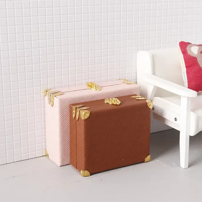 Mini Valise Miniature en Cuir Vintage