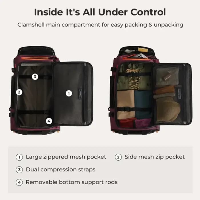 BAGSMART Sac de voyage à roulettes grande capacité