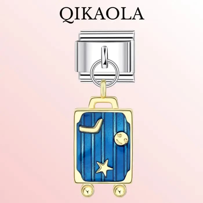 Valise délicate passeport de voyage, 1 pièce, breloque italienne mignonne pour fille et garçon, adaptée au Bracelet en acier inoxydable de 9mm, fabrication de bijoux à faire soi-même