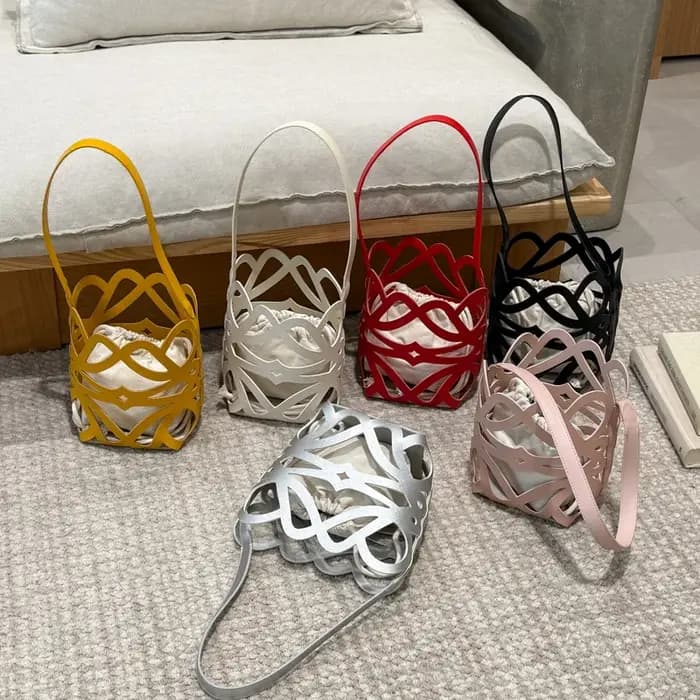 Nouveauté été : Sac seau en PU tressé ajouré