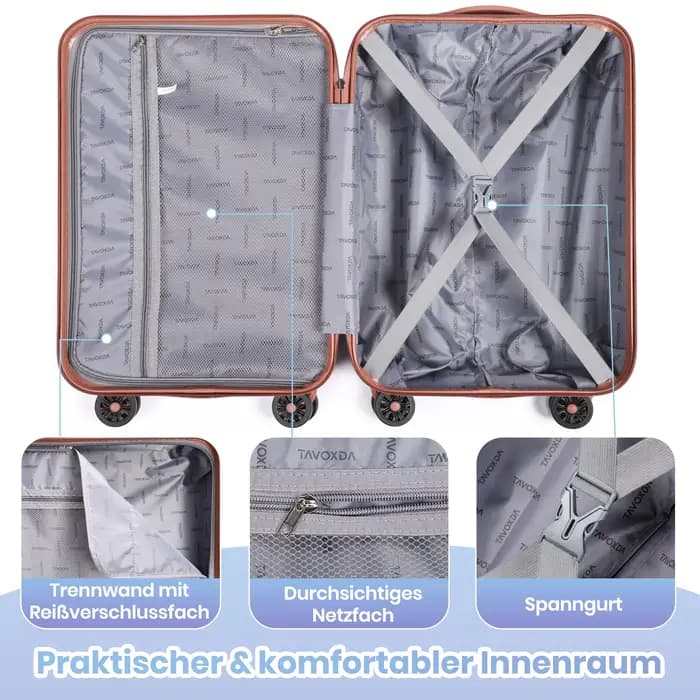 Ensemble de 5 valises rigides en ABS 20 24 28 pouces avec sac de voyage et trousse de toilette, 360