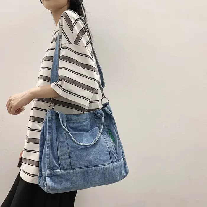 Fil Design Denim sacs à bandoulière pour femmes décontracté Portable collège filles livre fourre-tout