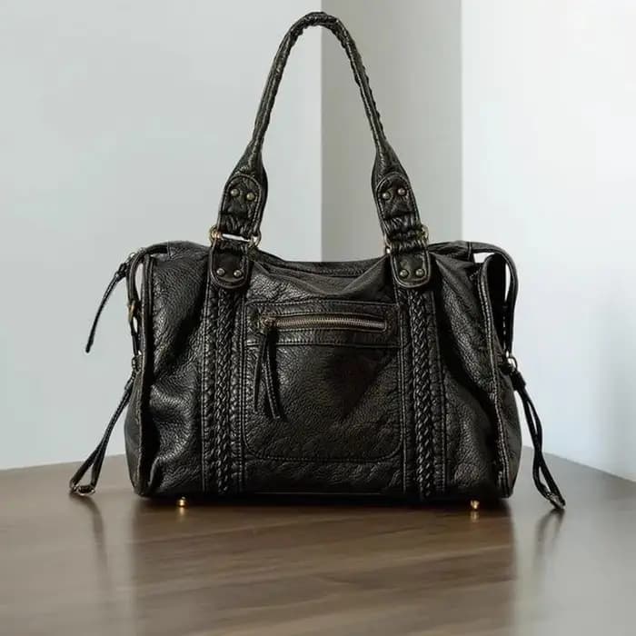 Grand fourre-tout de style punk en cuir souple