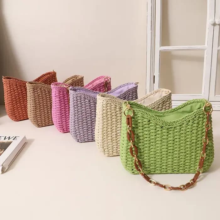 Petit sac sous les aisselles tissé violet frais pour femmes