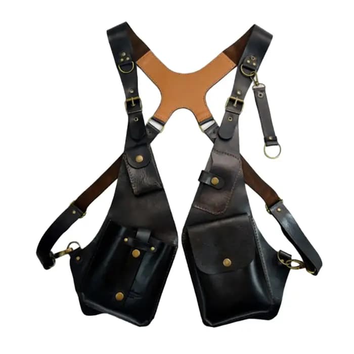 Sac bandoulière double antivol en cuir réglable pour homme, étui portefeuille et téléphone, sacoche