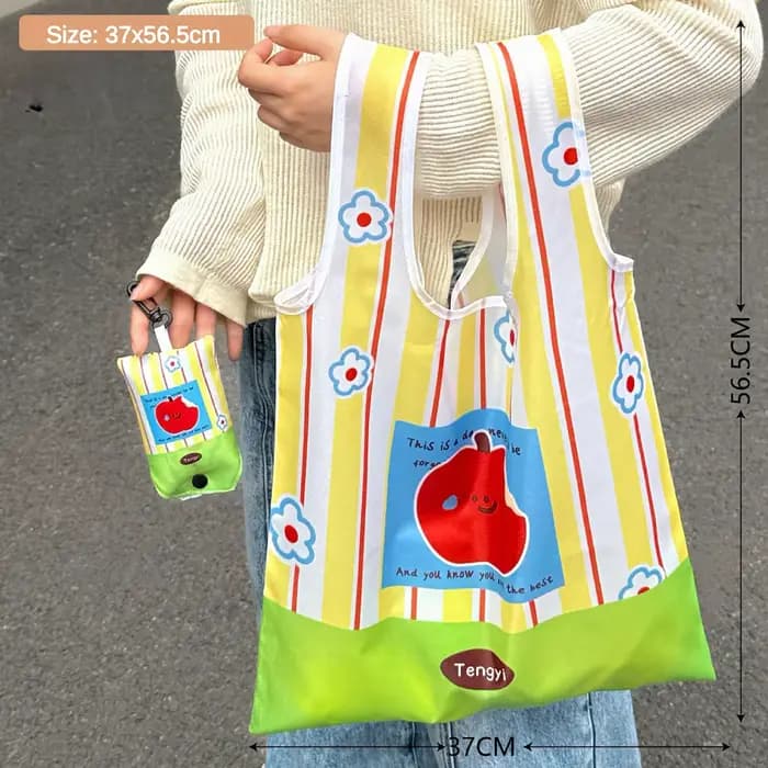Sac de courses mignon de grande capacité, sac écologique de supermarché pliable et facile à transpor