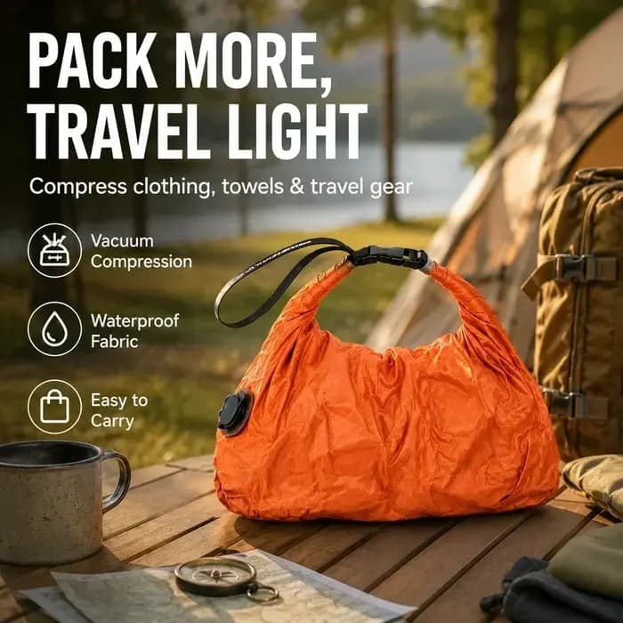 Sac de compression sous vide de voyage 70D TPU étanche avec fermeture roll-top et valve unidirectionnelle pour vêtements de camping