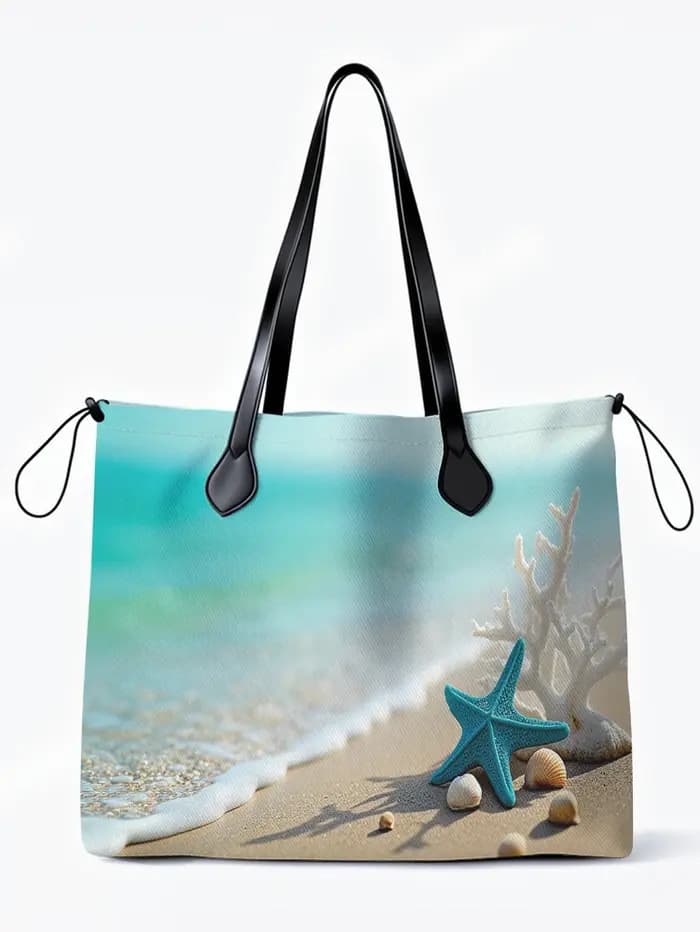 Sac fourre-tout en toile à imprimé étoile de mer