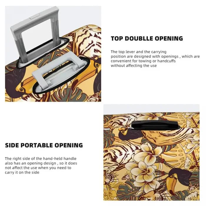 Housse de protection pour bagages à motif floral tropical tigre et toucan