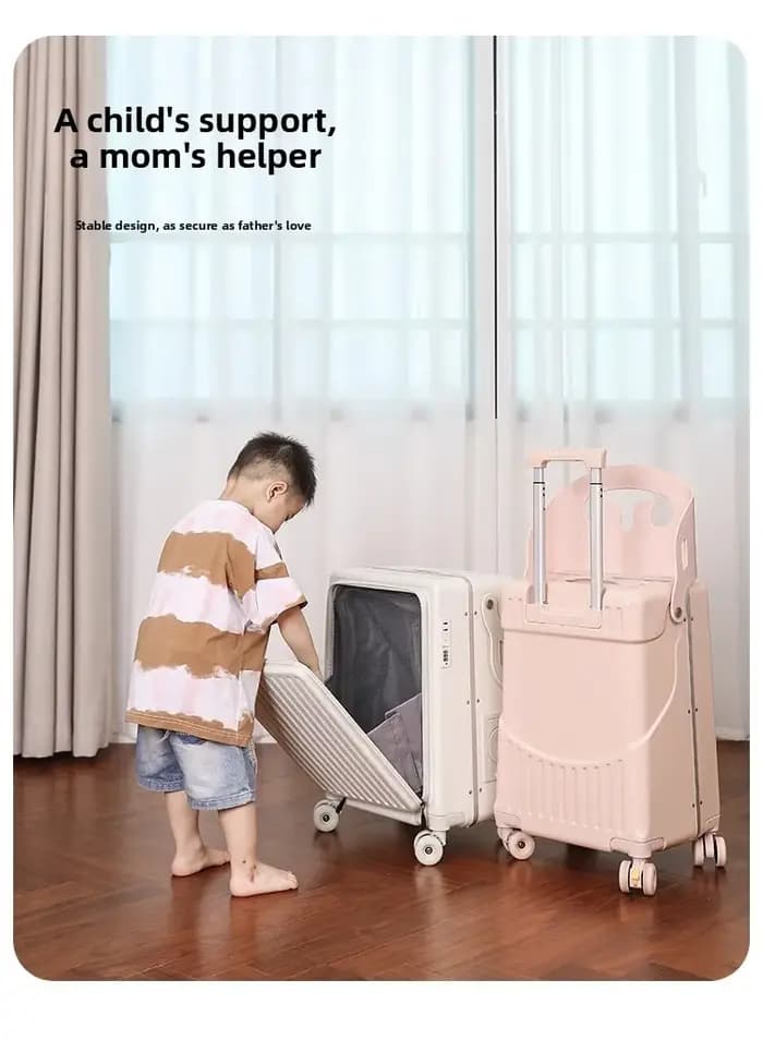 Enfants 20 pouces bagage peut s'asseoir paresseux bagages valise de voyage fille roulant poussette boîte d'embarquement