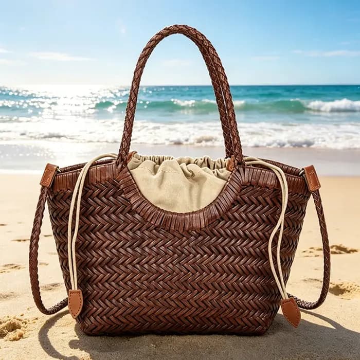 Sac en paille tressé 2026 – Sac à main de plage pour les vacances d'été