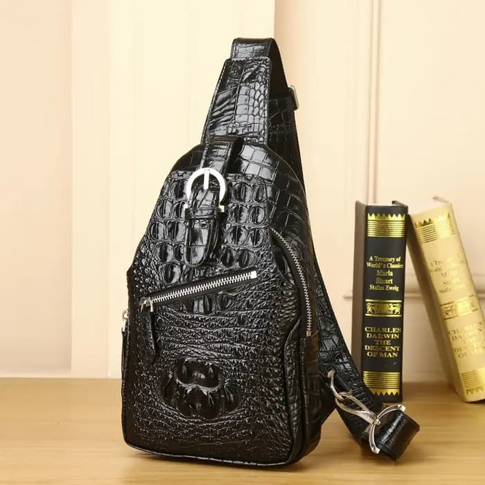 Sac de poitrine pour hommes Crocodile sac à bandoulière