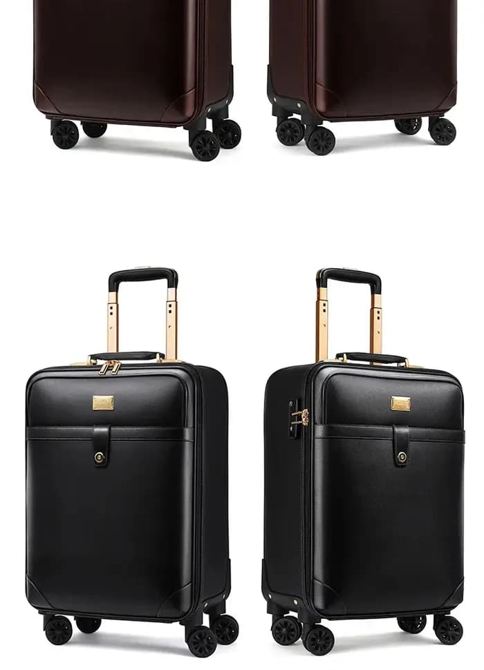 Nouvelle valise à roulettes en cuir de vache véritable de haute qualité pour hommes et femmes, grande capacité, ensemble de bagages d'affaires sur roulettes
